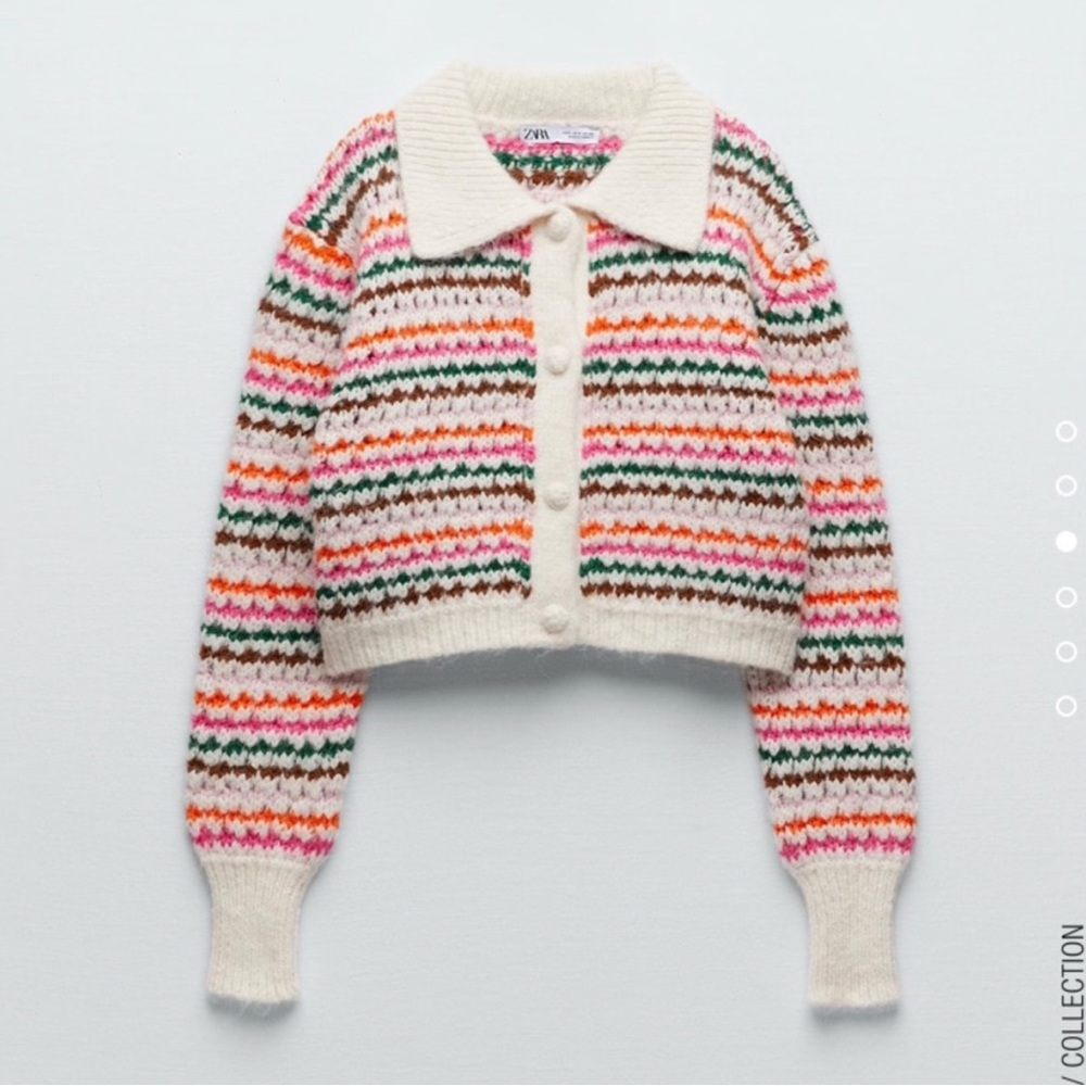 ZARA rainbow striped button down collared sweater